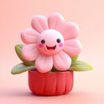 One Flower and Pink Ceramic Mugs
