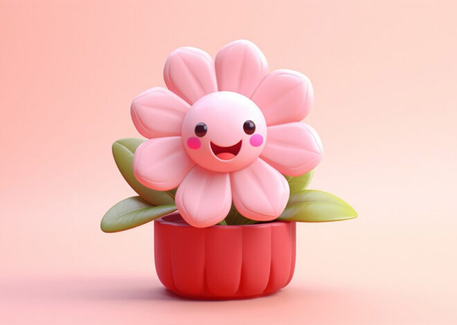 One Flower and Pink Ceramic Mugs